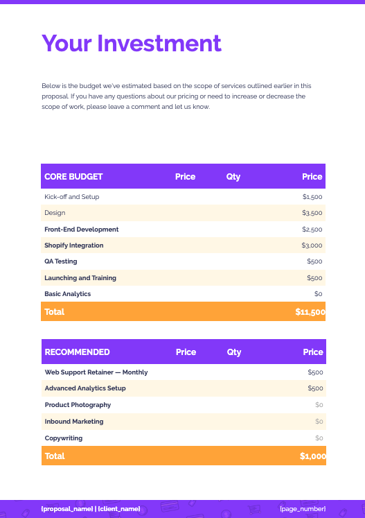 Ecommerce Proposal Template